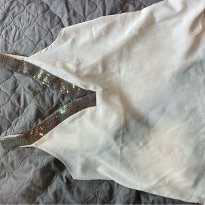 SHEIN White Top with Multicolor Sequin Straps